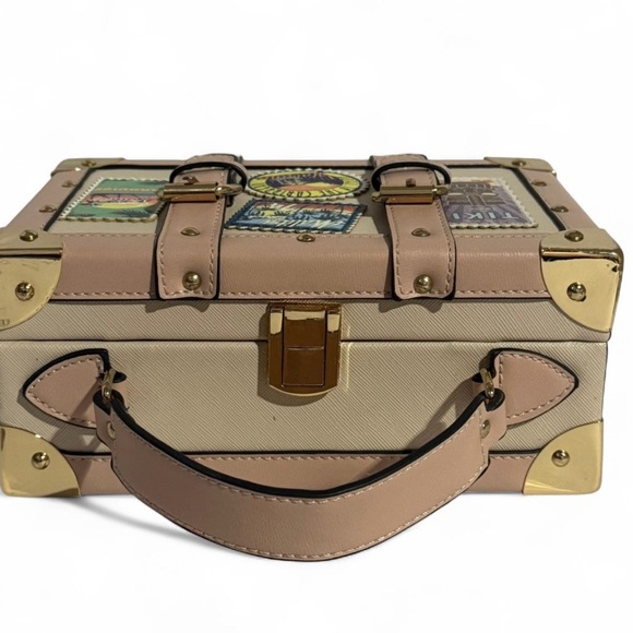 Aldo Calini Pink Suitcase Trunk Luggage Crossbody - Picture 3 of 6